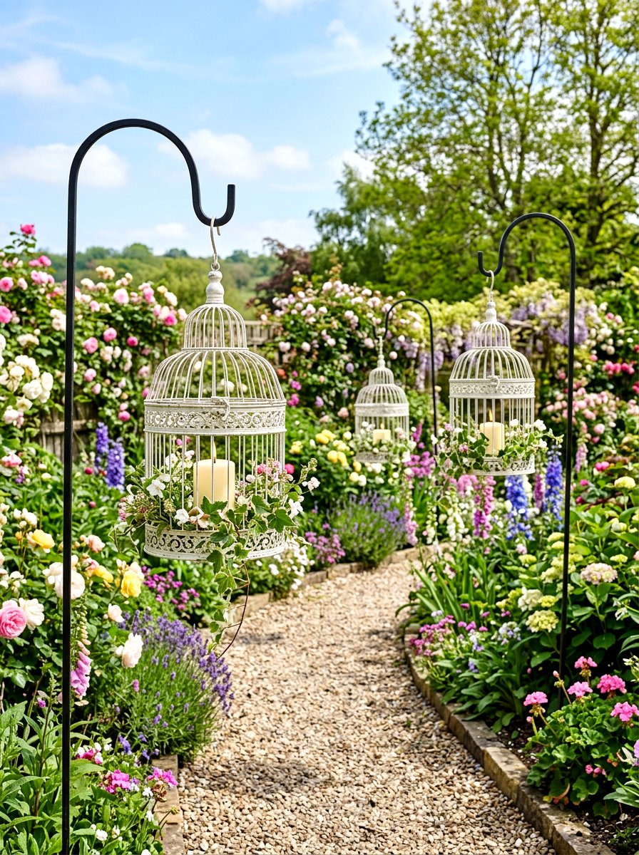 Birdcage garden lanterns - 25 Spring Outdoor Candle Ideas