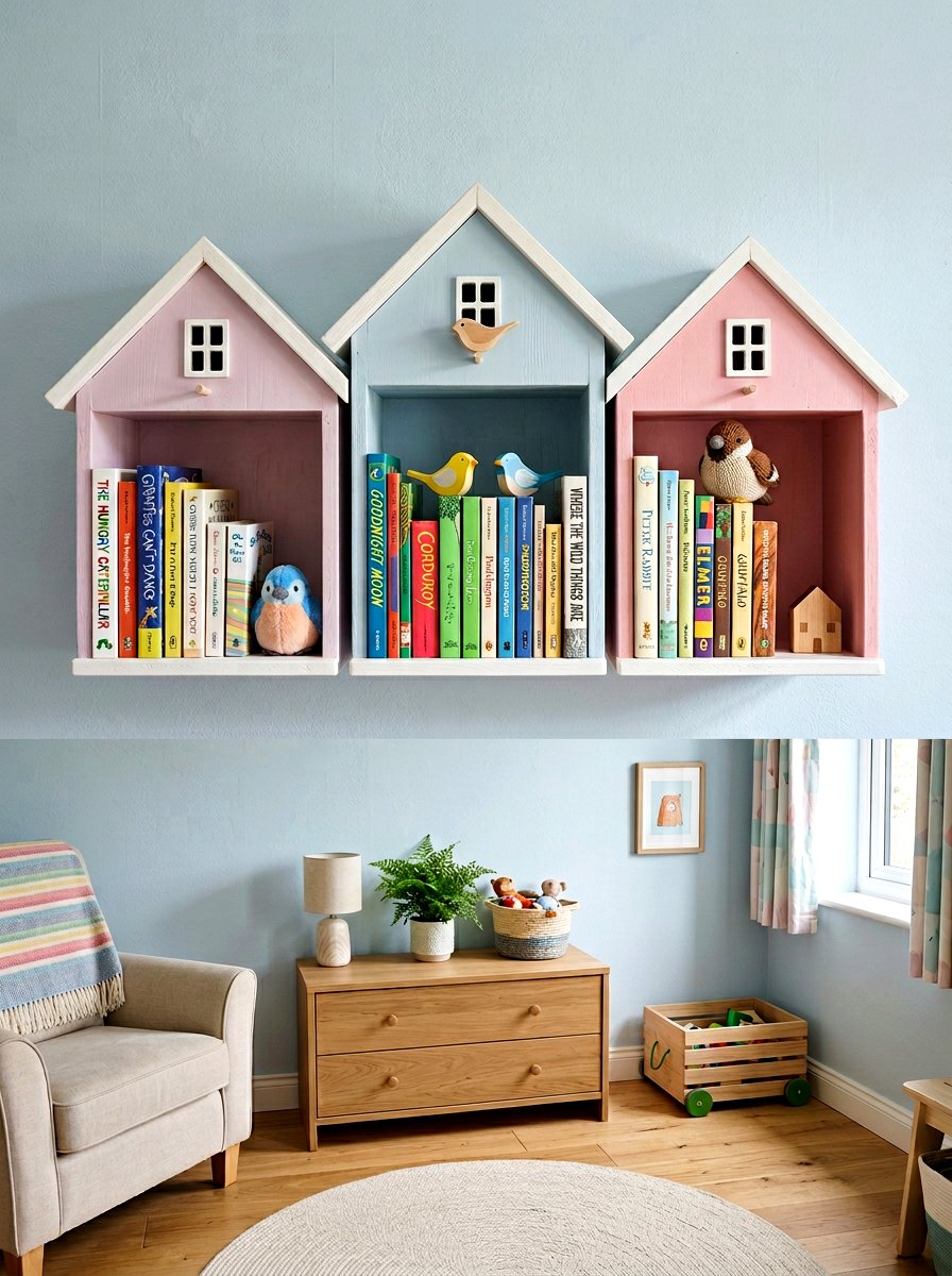 Birdhouse Bookshelf - 25 Spring Toddler Room Decor Ideas