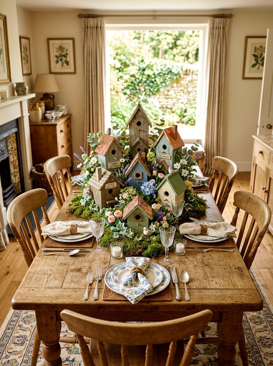 Birdhouse Centerpiece - 25 Spring DIY Centerpiece Ideas