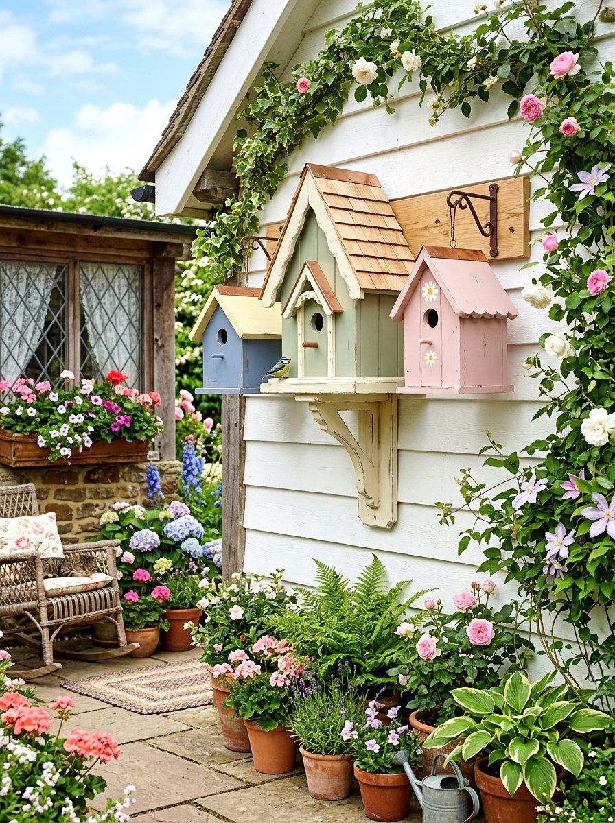 Birdhouse Display - 25 Spring DIY Porch Decor Ideas