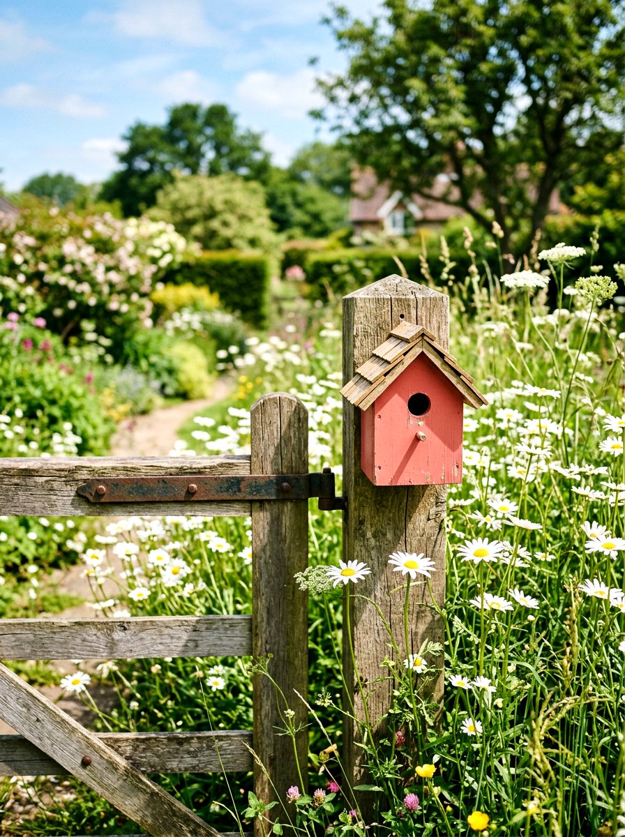 Birdhouse Garden Gate Accent - 25 Spring Front Gate Decor Ideas