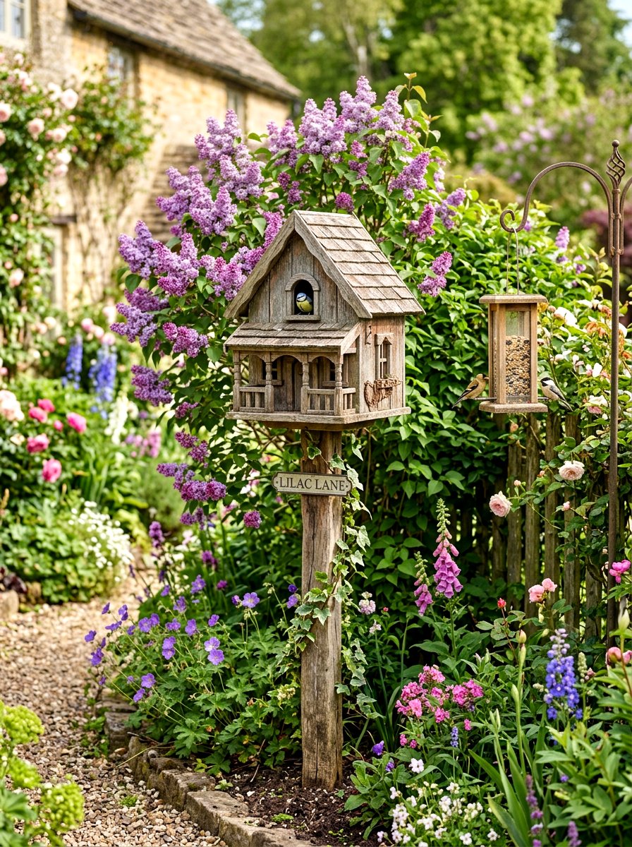 Birdhouse Garden Stake - 25 Spring Garden Stake Ideas