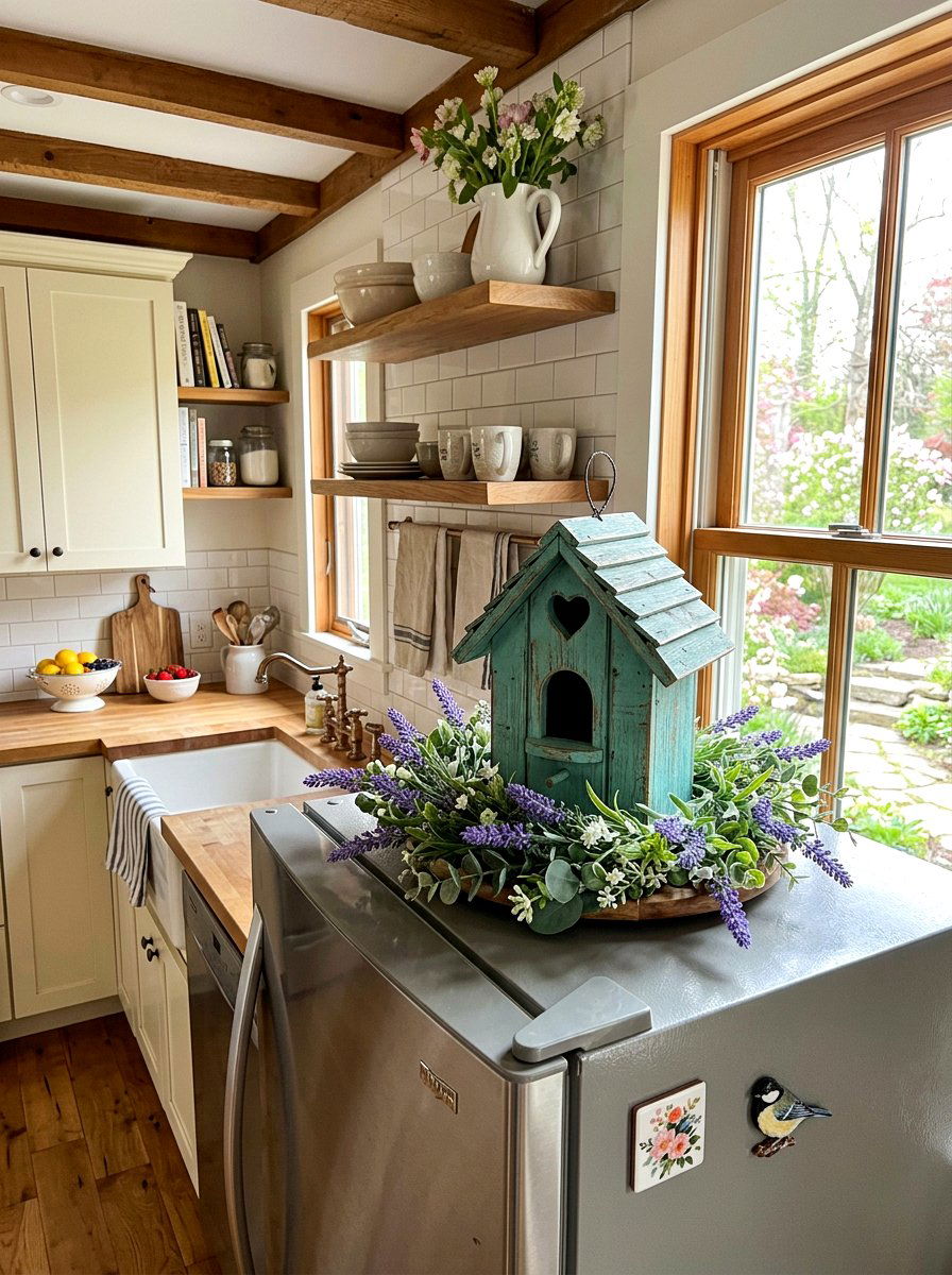 Birdhouse Kitchen Decor - 25 Spring Refrigerator Top Decor Ideas