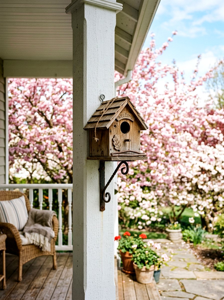 Birdhouse Porch Column Mount - 25 Spring Porch Column Decor Ideas