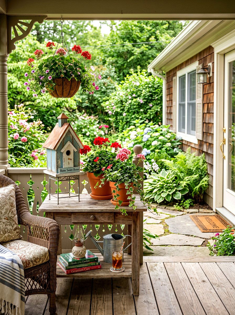 Birdhouse Porch Display - 25 Spring Birdhouse Decor Ideas