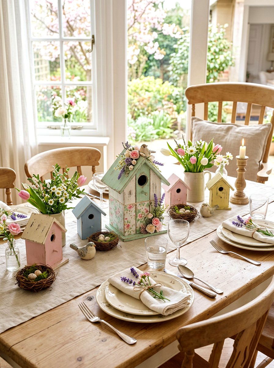 Birdhouse Table Decor - 25 Spring Kids Table Decor Ideas