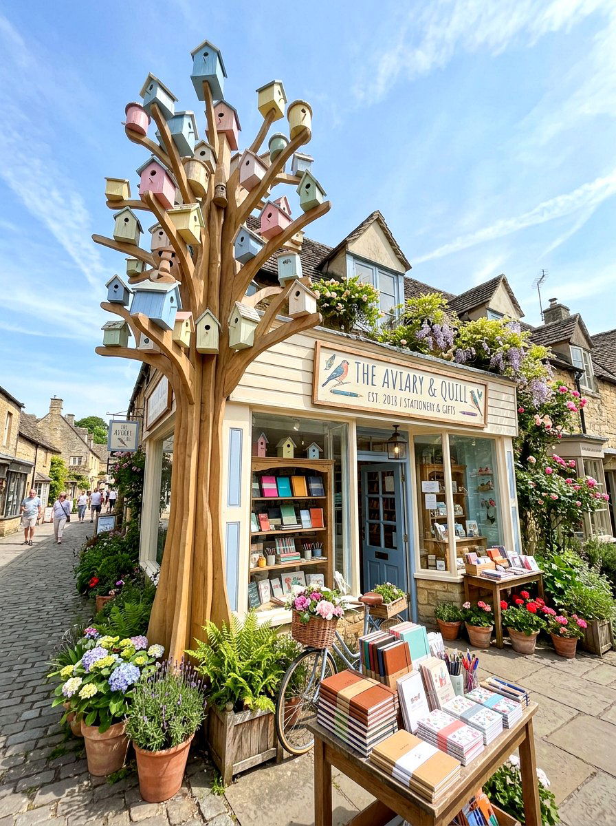 Birdhouse Tree Feature - 25 Spring Store Window Ideas