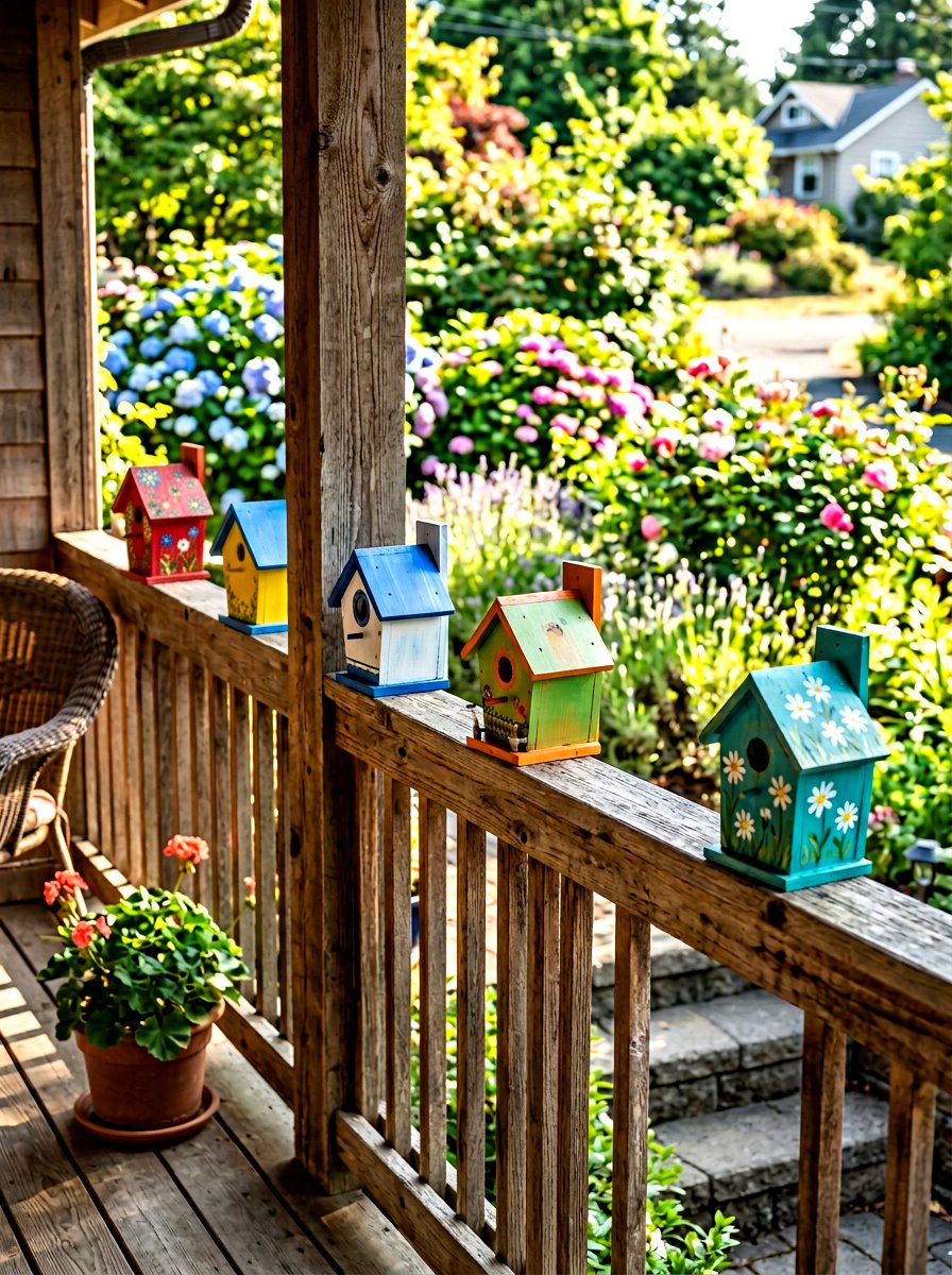 Birdhouse for porch railing - 25 Spring Porch Railing Decor Ideas