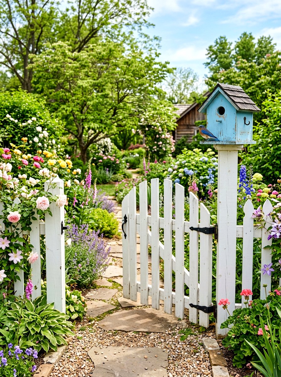 Birdhouse garden gate - 25 Spring Garden Gate Decor Ideas
