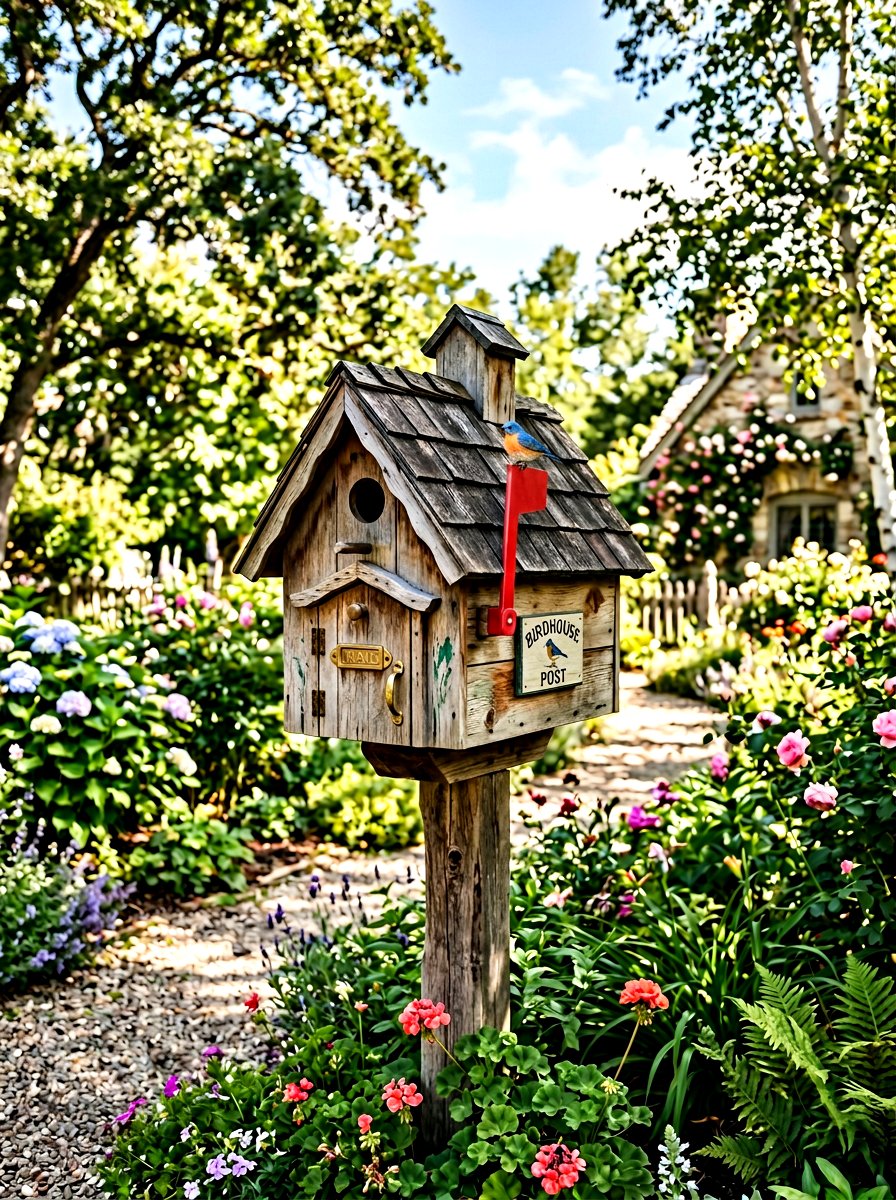 Birdhouse mailbox style - 25 Spring Mailbox Decor Ideas