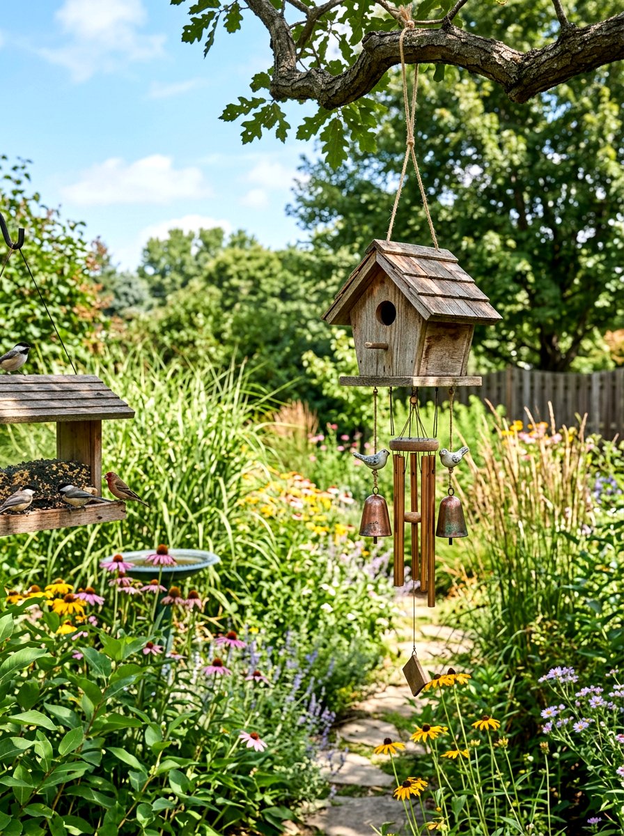 Birdhouse wind chime - 25 Spring Wind Chime Ideas