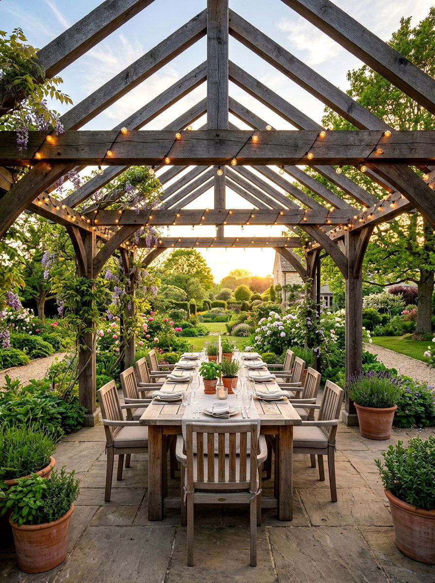 Bistro Lights Pergola - 25 Spring Outdoor Lighting Ideas
