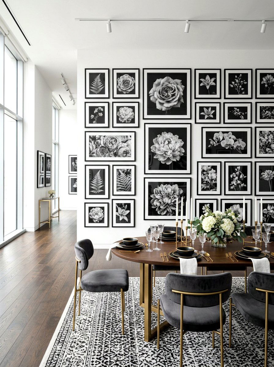 Black And White Floral Gallery - 25 Spring Gallery Wall Ideas
