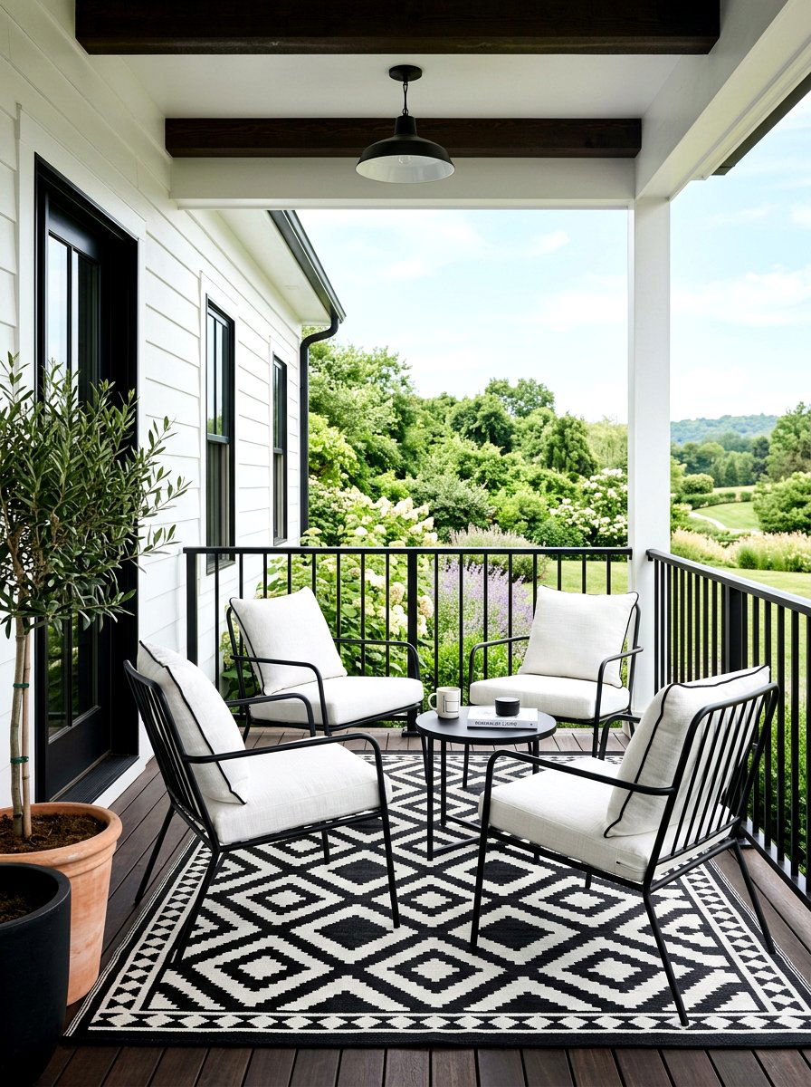 Black And White Porch - 25 Porch Spring Decor Ideas