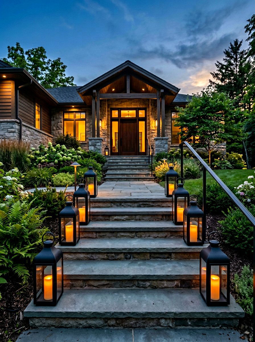 Black Lantern Outdoor Lighting - 25 Spring Porch Step Decor Ideas