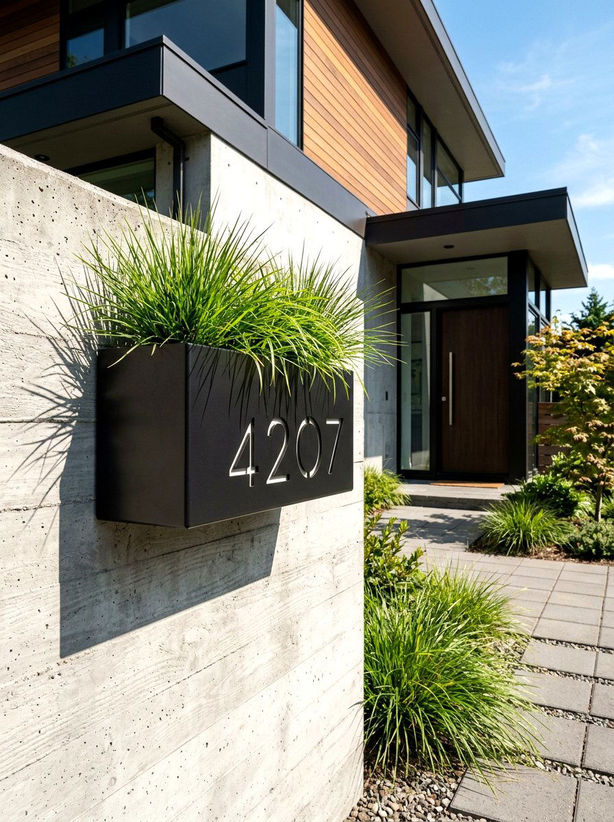 Black Metal Industrial Floating Address Box - 25 Spring Address Planter Ideas