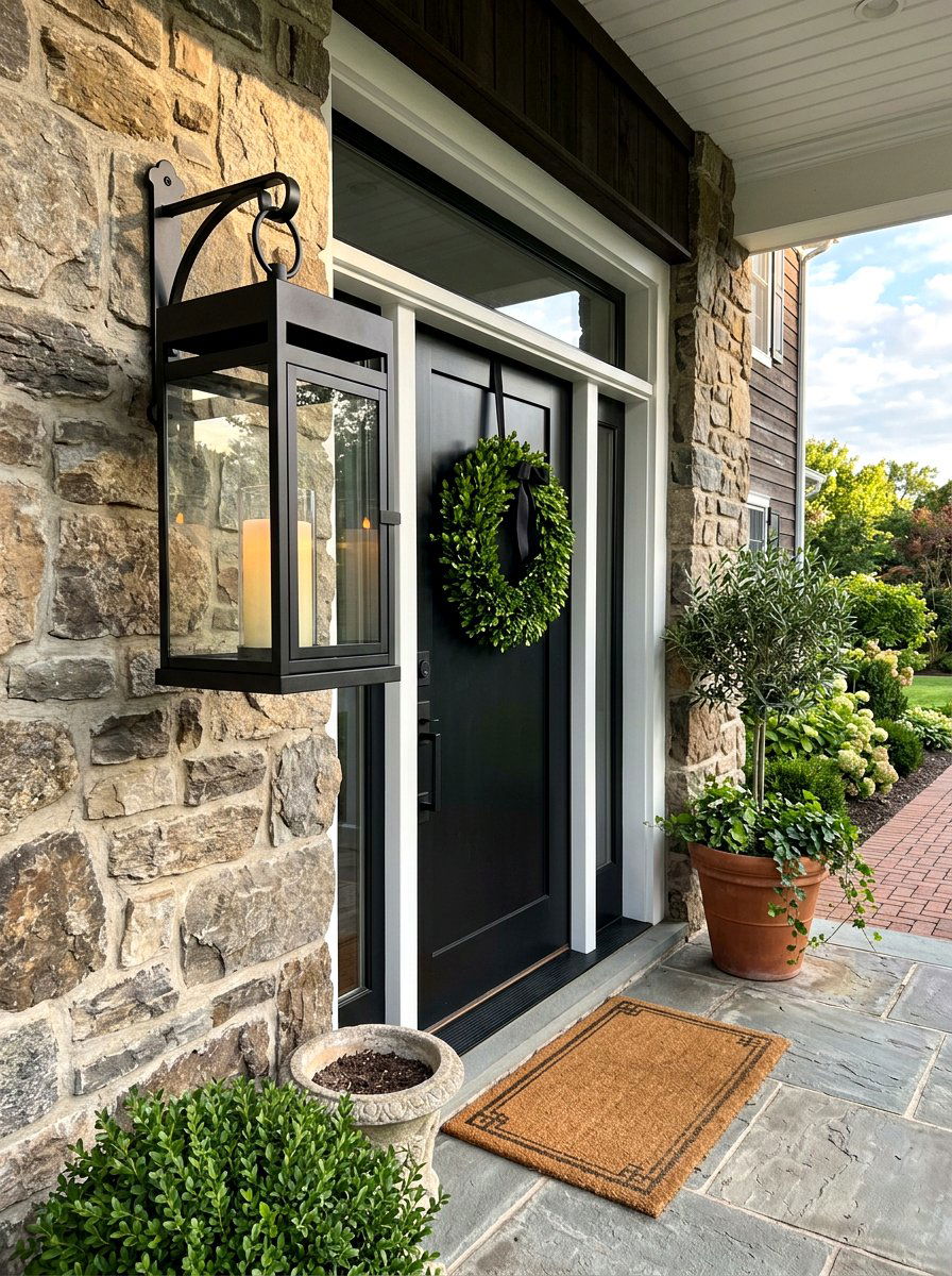 Black Metal Lantern - 25 Spring Lantern Ideas for Porch