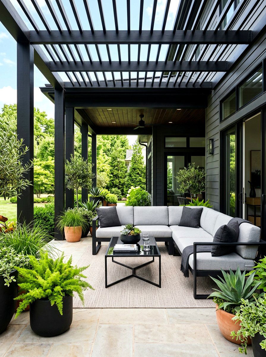 Black Modern Porch - 25 Back Porch Spring Decor Ideas