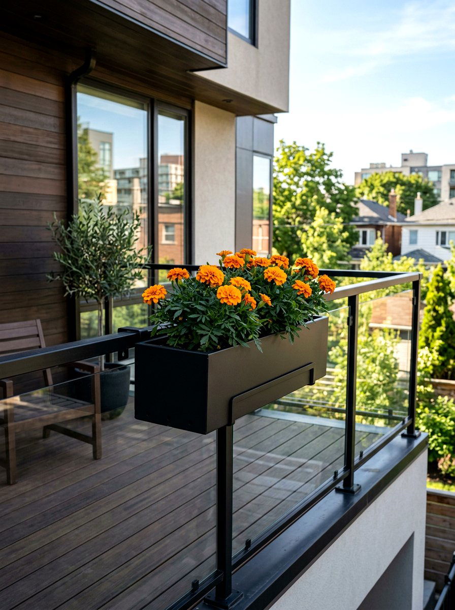 Black metal deck planter - 25 Spring Porch Railing Planter Ideas