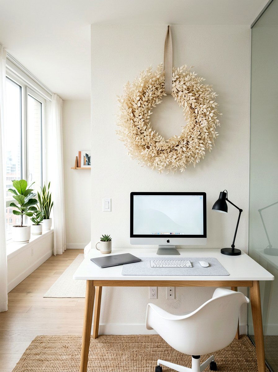 Bleached Ruscus Wreath - 25 Spring Dried Floral Wreath Ideas