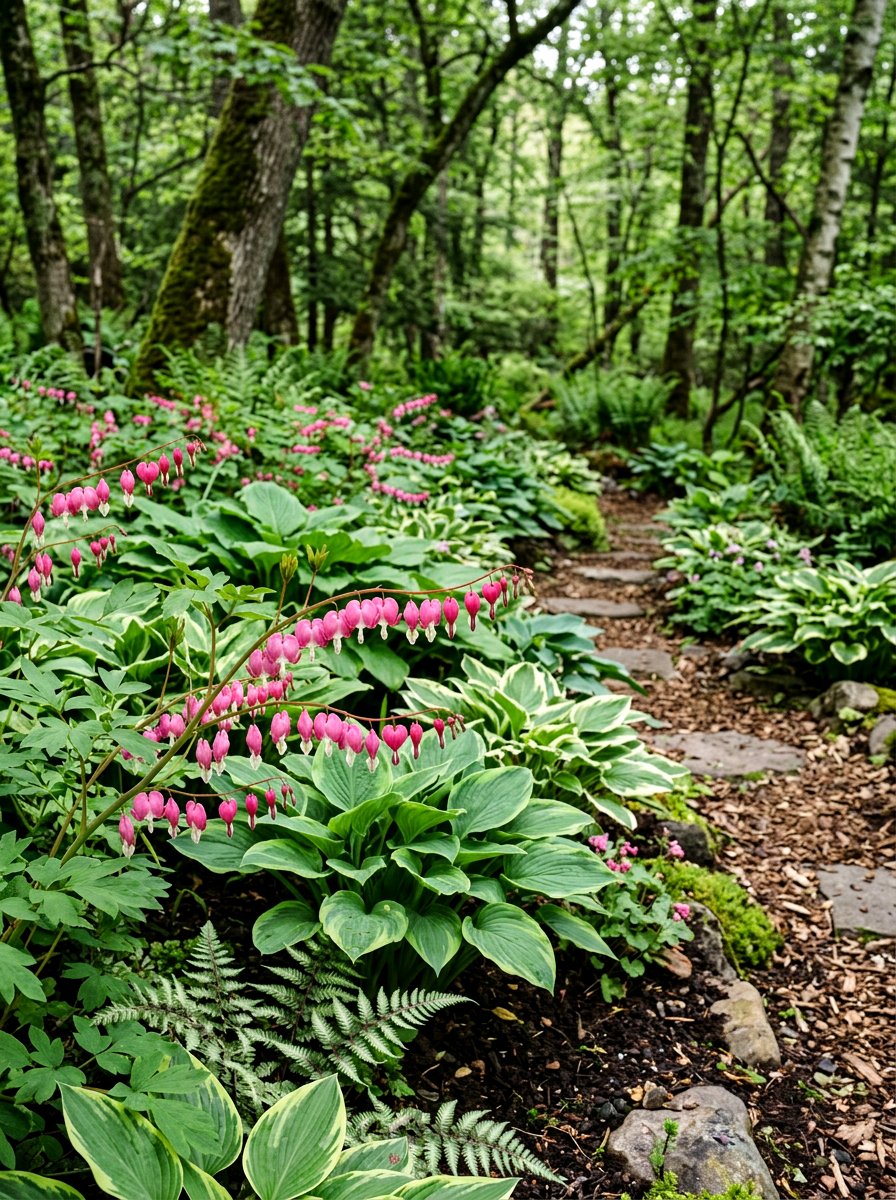 Bleeding Heart Shade Garden - 25 Spring Flowering Plant Ideas