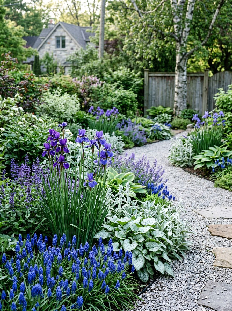 Blue And Purple Garden - 25 Spring Flower Bed Ideas