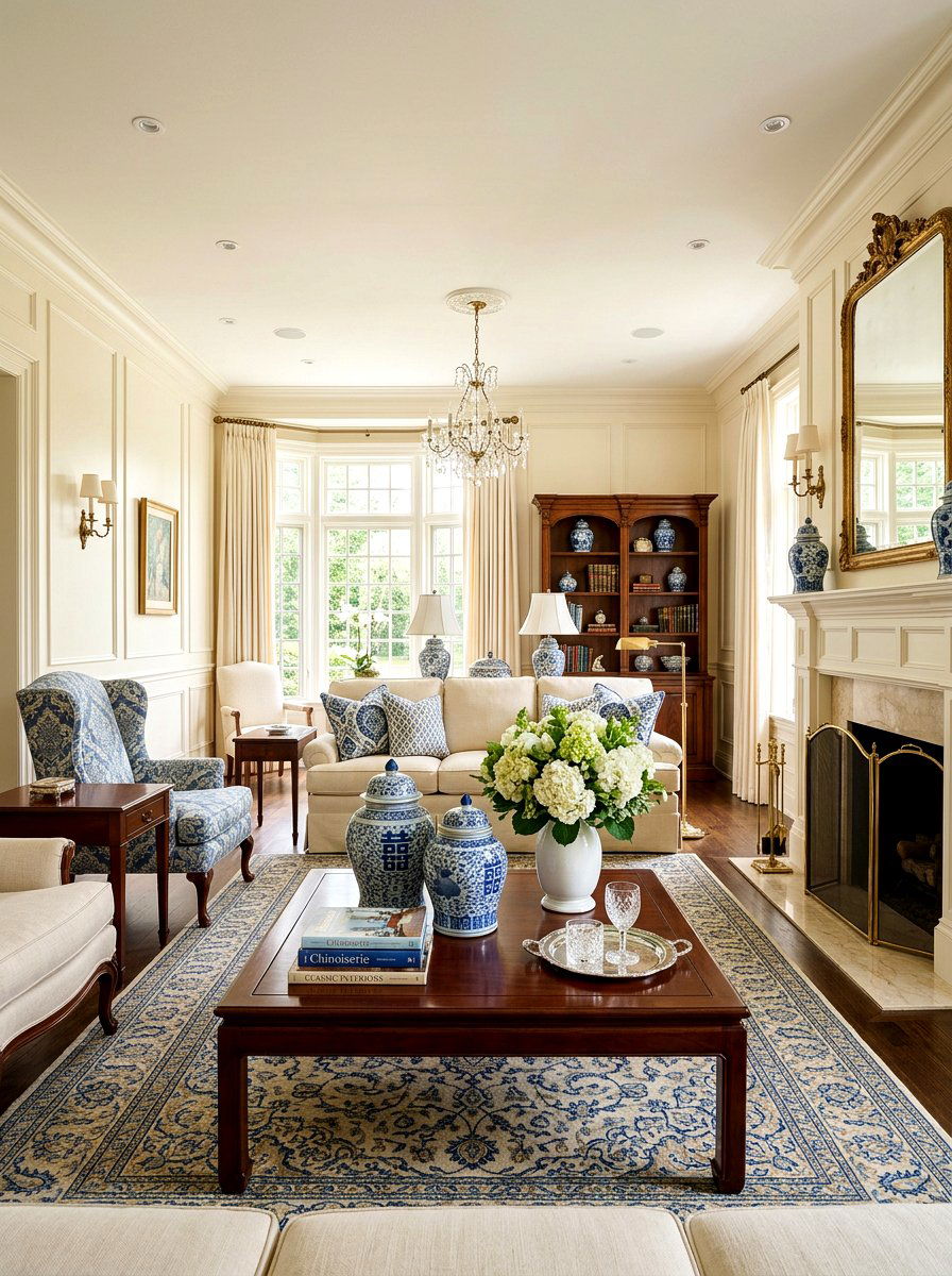 Blue And White Chinoiserie - 25 Spring Coffee Table Decor Ideas