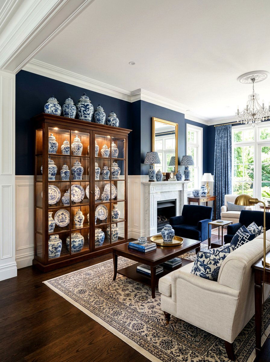 Blue And White Chinoiserie - 25 Spring Curio Cabinet Ideas