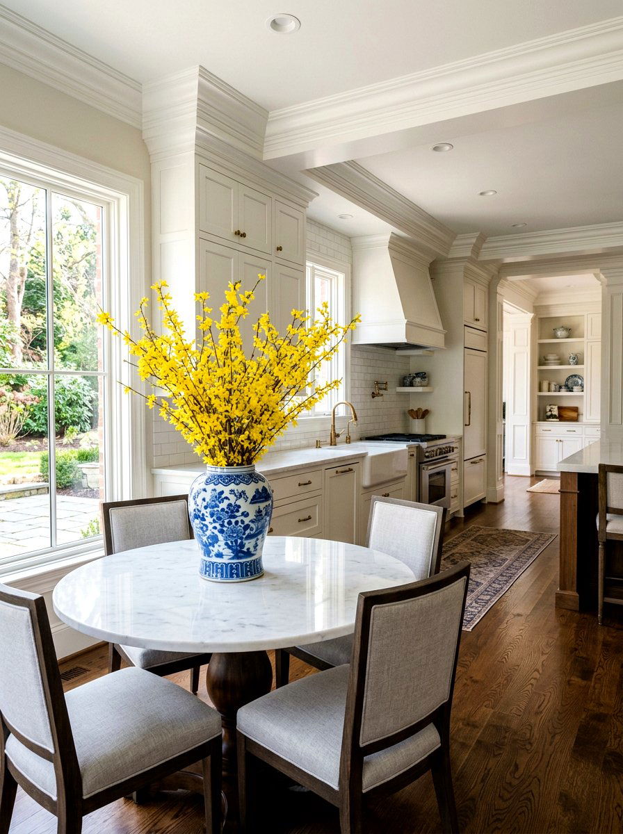 Blue And White Ginger Jar - 25 Spring Kitchen Table Centerpiece Ideas