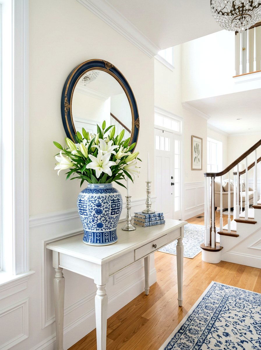 Blue And White Ginger Jar - 25 Spring Foyer Decor Ideas