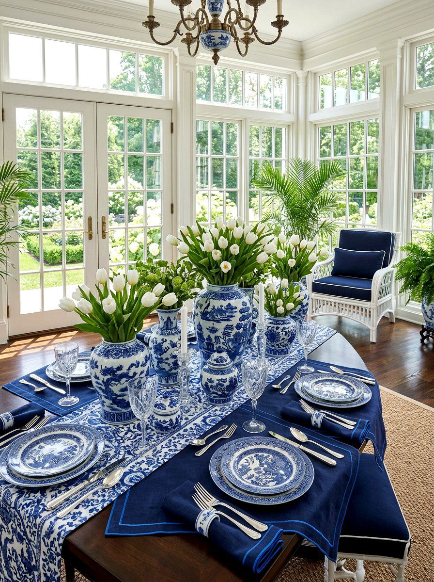 Blue And White Porcelain - 25 Spring Wedding Table Decor Ideas