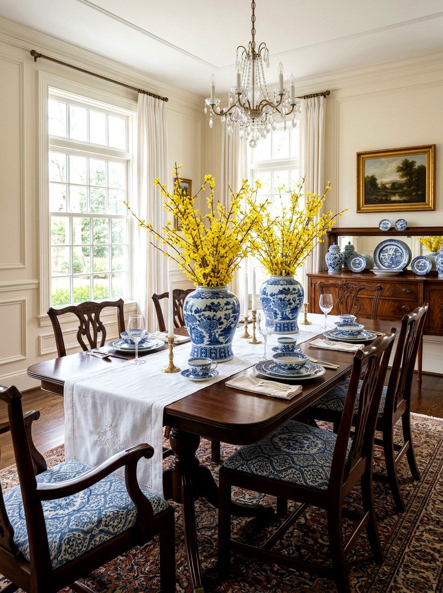 Blue And White Porcelain Decor - 25 Spring Table Centerpiece Ideas