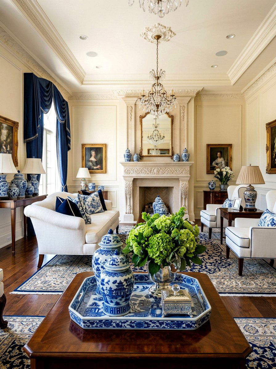 Blue And White Porcelain Tray - 25 Spring Tray Decor Ideas