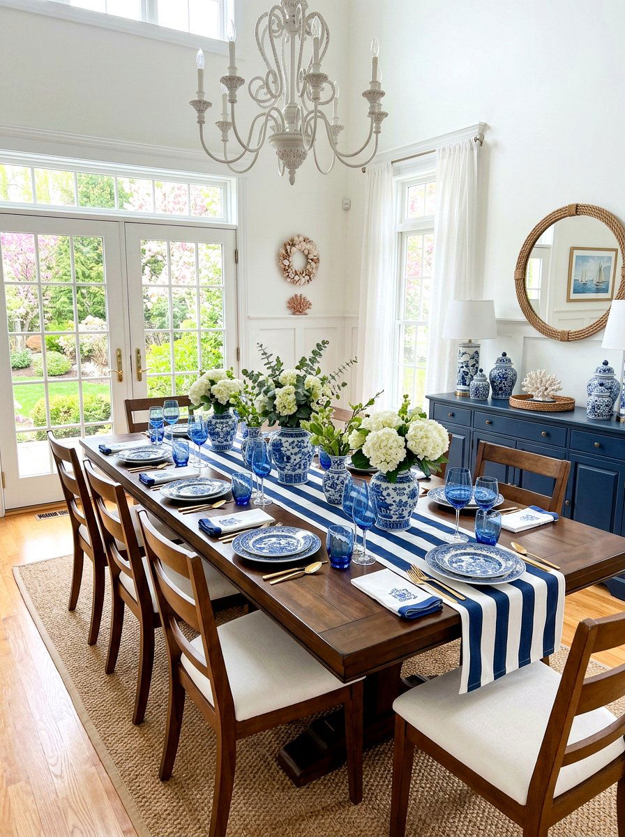 Blue And White Spring Decor - 25 Spring Seasonal Table Ideas