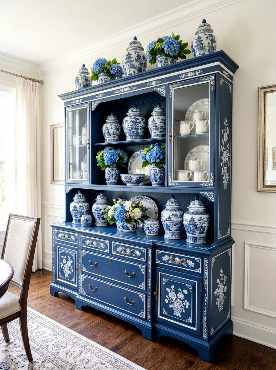 Blue And White Spring Hutch - 25 Spring Hutch Decor Ideas