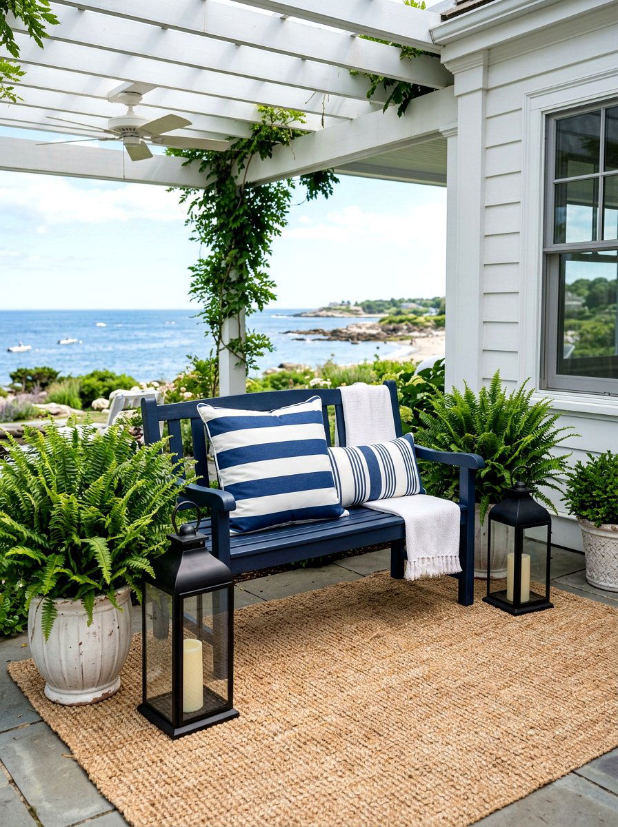 Blue And White Stripe Porch Pillow - 25 Spring Porch Pillow Ideas