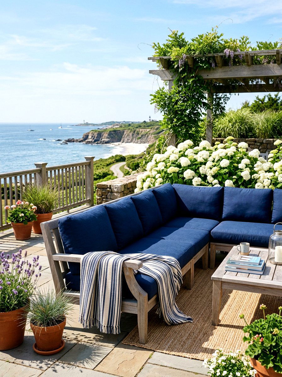 Blue And White Striped Outdoor Blanket - 25 Spring Outdoor Throw Ideas