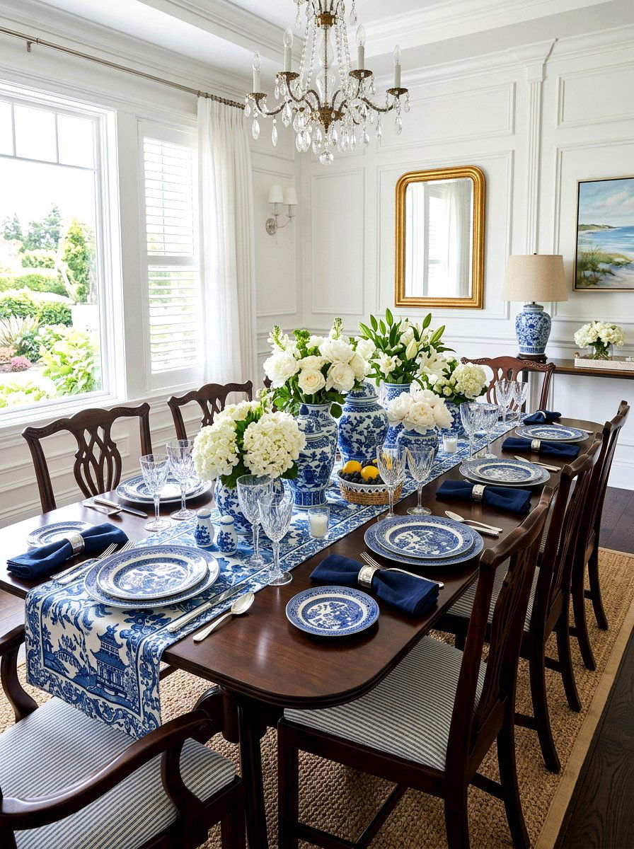 Blue And White Table - 25 Spring Luncheon Decor Ideas