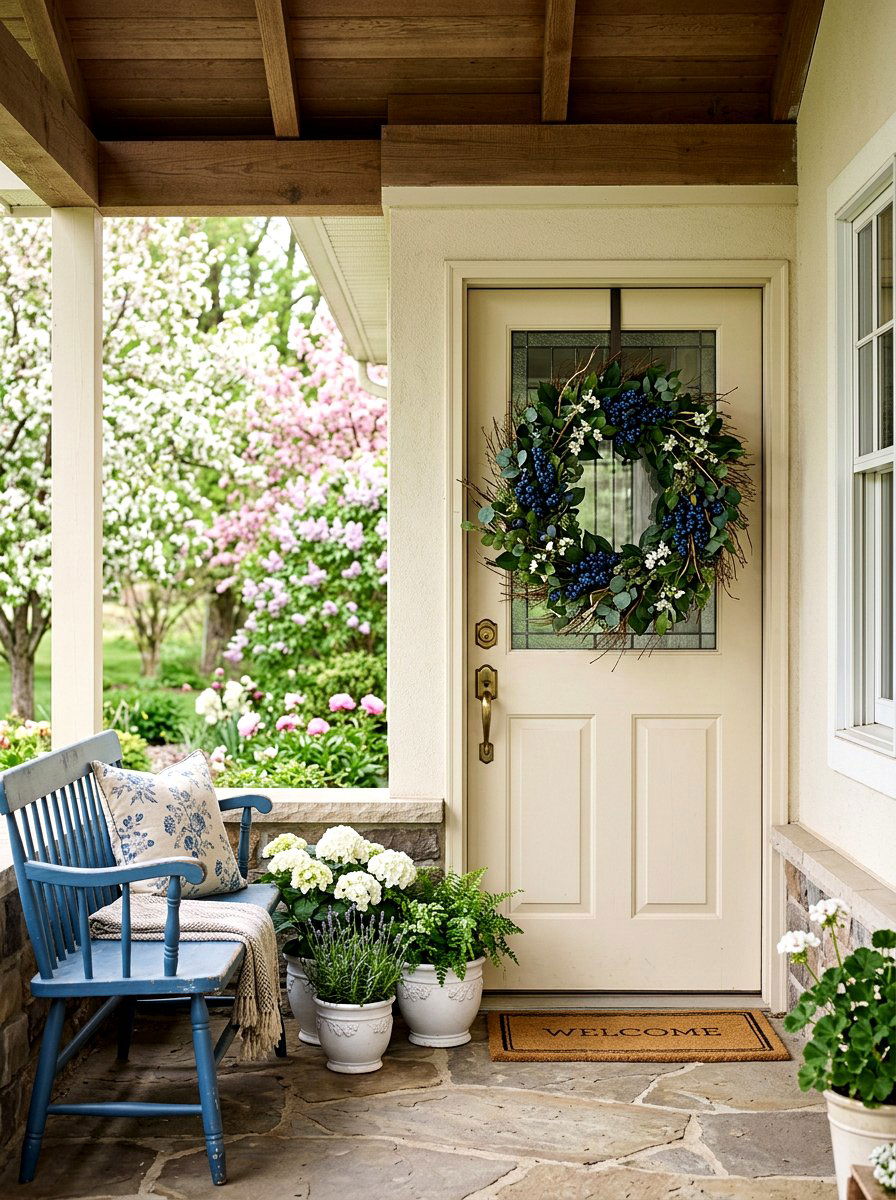 Blue Berry Grapevine Wreath - 25 Spring Grapevine Door Ideas