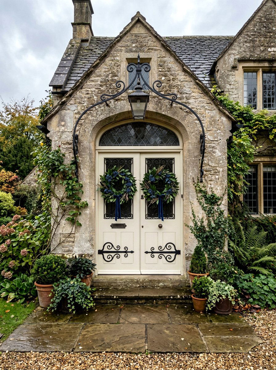 Blue Berry Wreath - 25 Spring Double Door Wreath Ideas