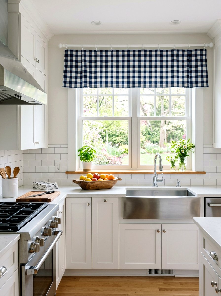 Blue Check Valance - 25 Spring Valance Ideas