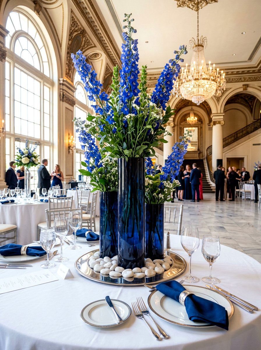 Blue Delphinium Vase - 25 Spring Wedding Centerpiece Ideas