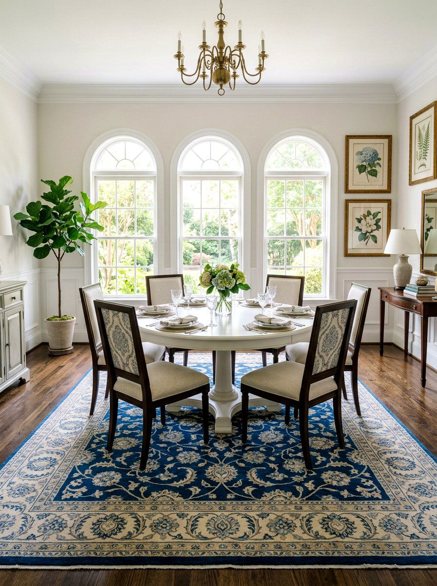 Blue Floral Rug - 25 Spring Dining Room Rug Ideas