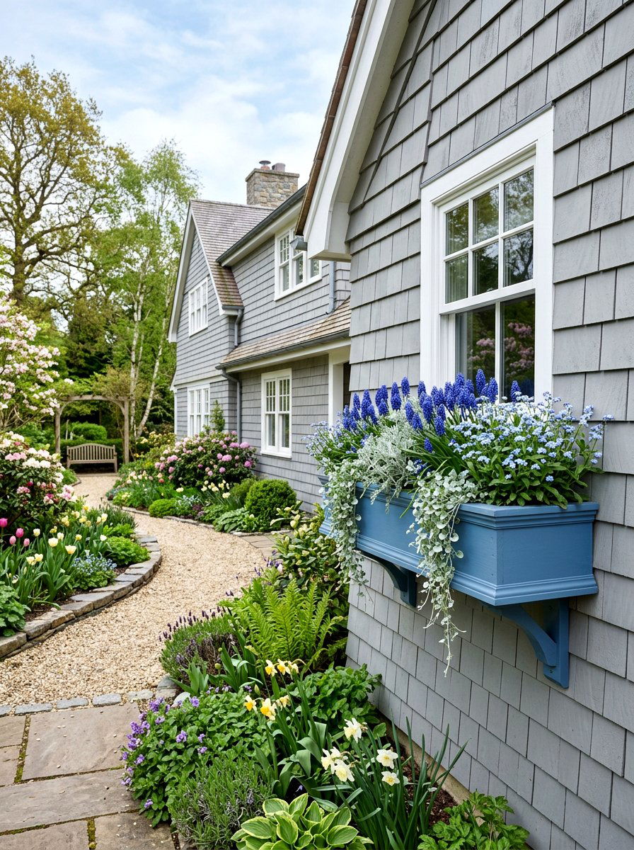 Blue Flower Box - 25 Spring Flower Box Ideas