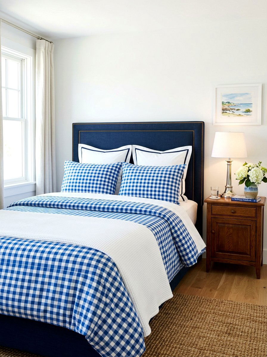 Blue Gingham Bedding - 25 Spring Bedroom Linen Ideas