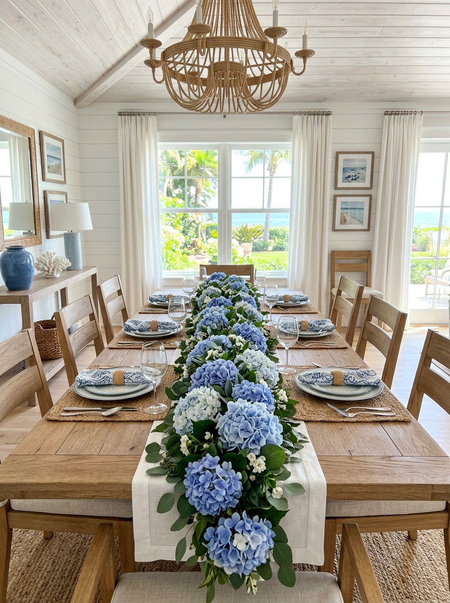 Blue Hydrangea Cluster - 25 Spring Garland Ideas