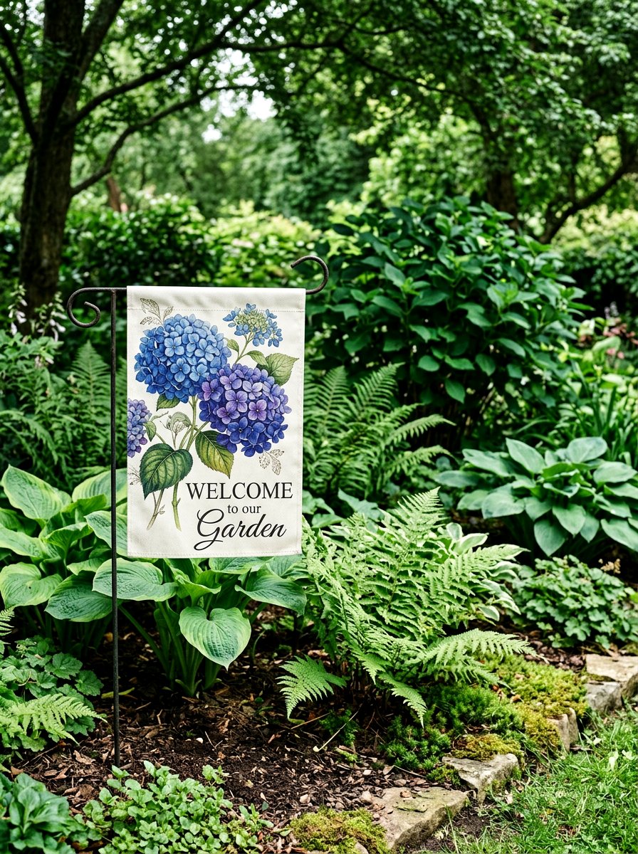 Blue Hydrangea Garden Flag - 25 Spring Garden Flag Ideas