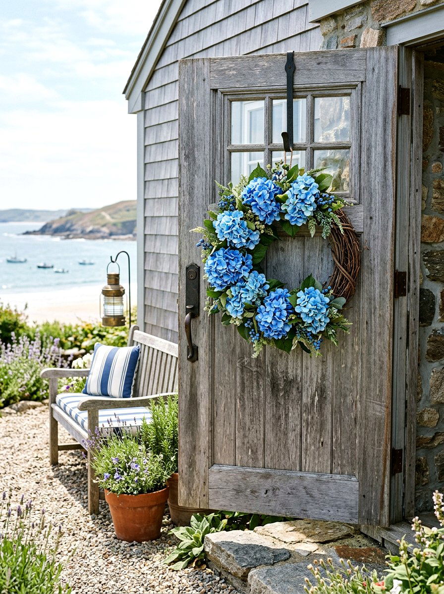 Blue Hydrangea Grapevine Base