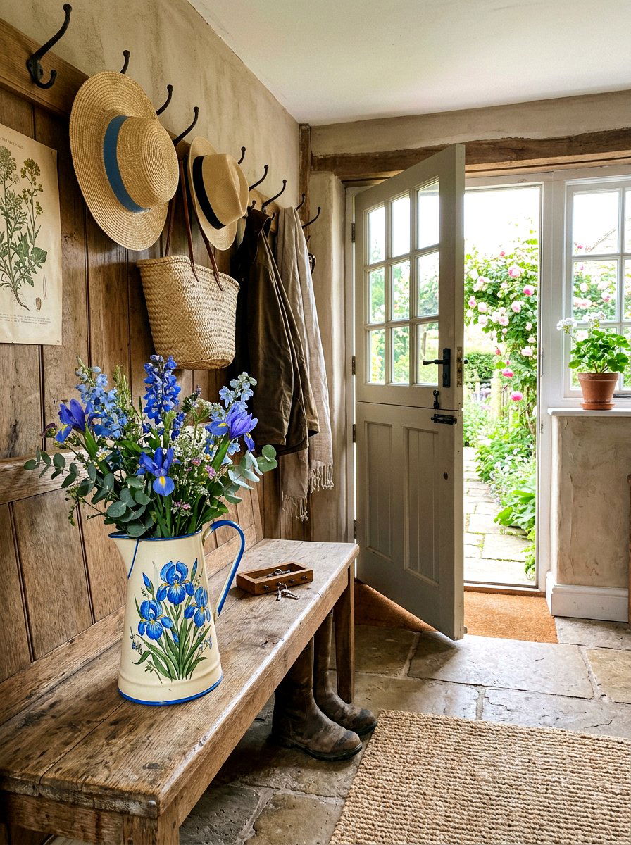 Blue Iris Enamel Jug - 25 Spring Iris Arrangement Ideas