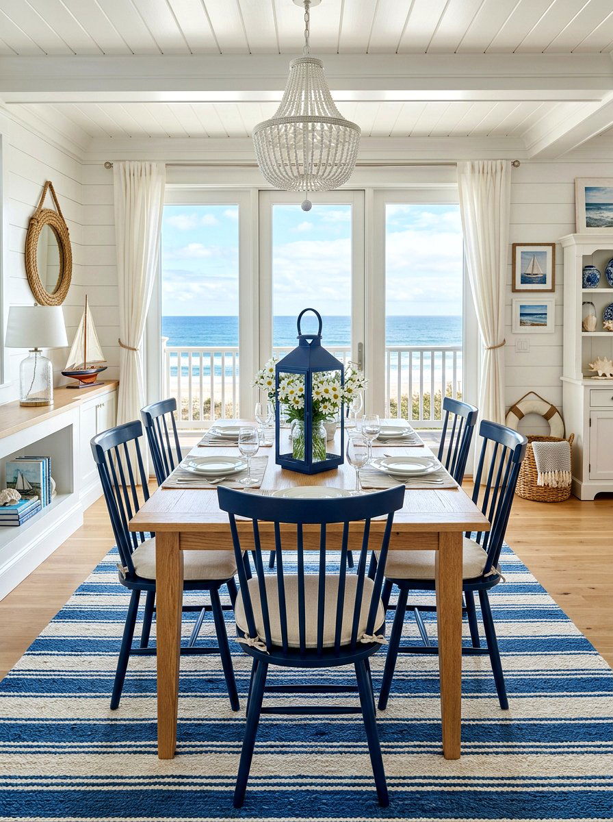 Blue Lantern With White Daisies - 25 Spring Lantern Centerpiece Ideas